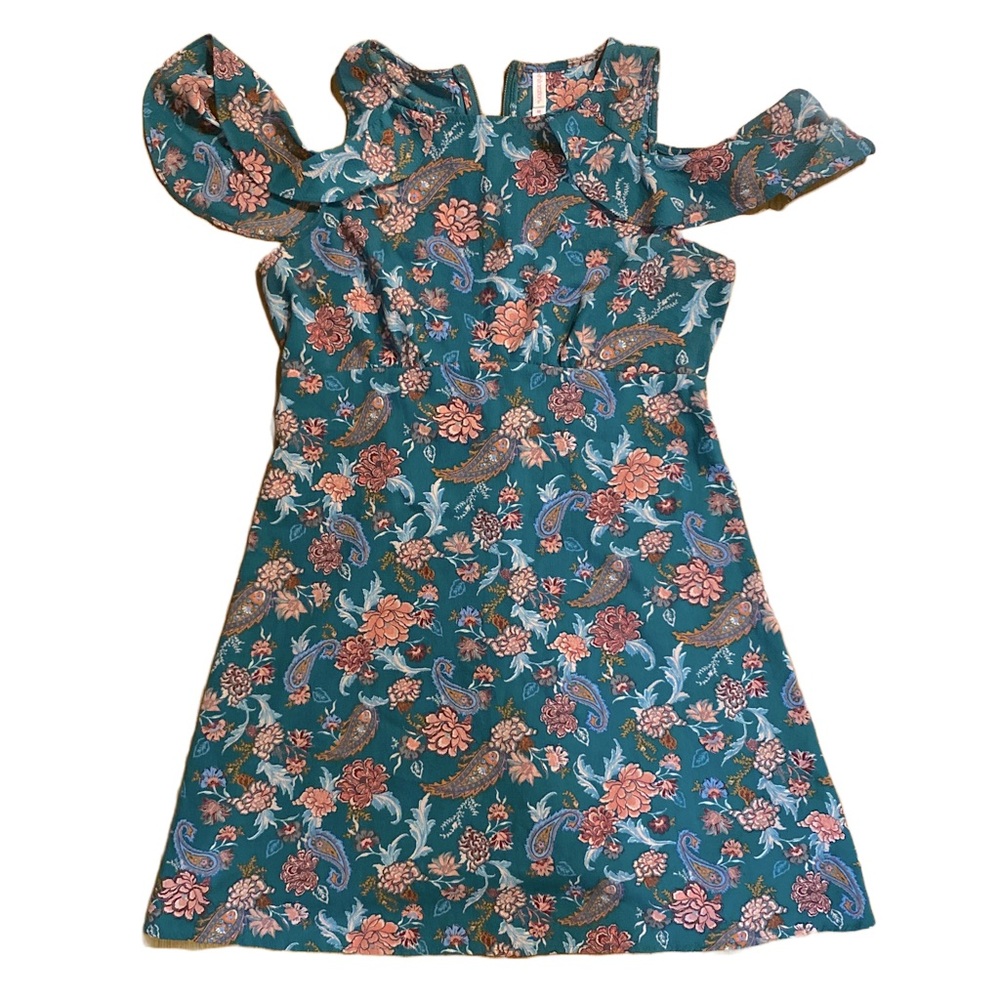Boho Fairy core floral ruffle off shoulder dress size medium midi paisley M
